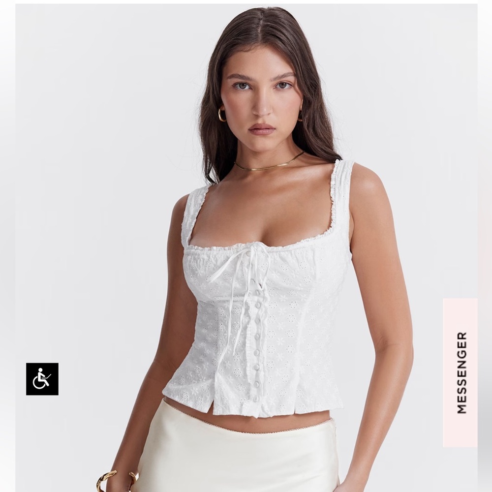House of CB Juana white broderie anglaise top